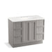 KOHLER K-99563-TK-1WT Damask 42" bathroom vanity cabinet with toe kick, 1 door and 6 drawers