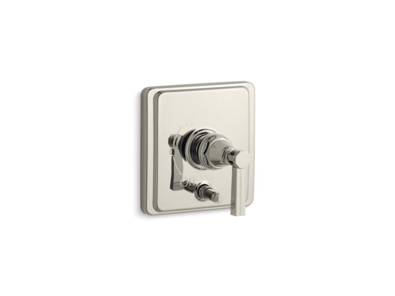 KOHLER T98757-4B-SN Pinstripe Rite-Temp(R) Pressure-Balancing Valve Trim With Diverter And Grooved Lever Handle, Valve Not Included in Vibrant Polished Nickel