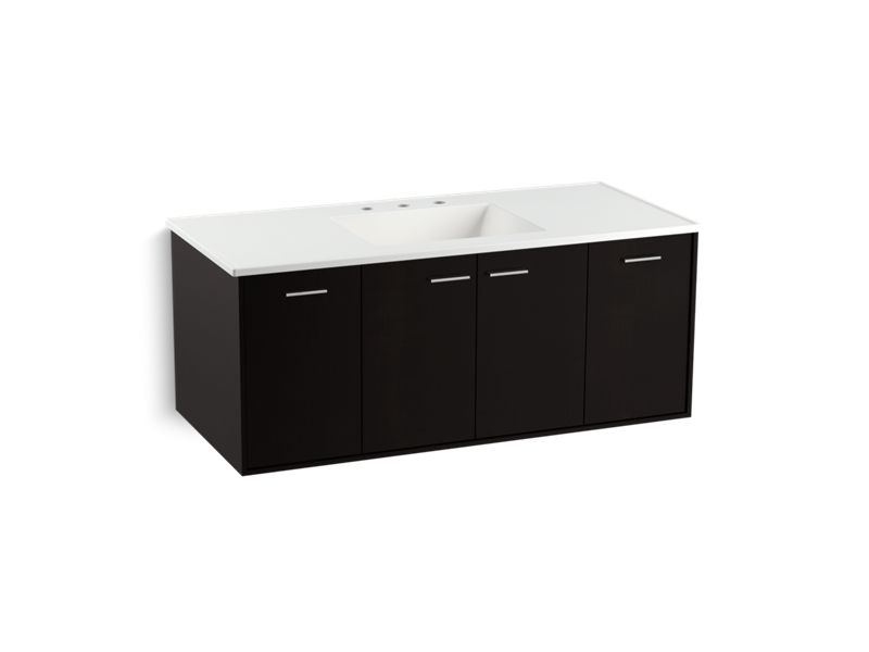 KOHLER K-99544-SD-1WU Jute 48" wall-hung bathroom vanity cabinet with 2 doors and 2 drawers, split top drawer