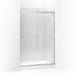 KOHLER 706016-L-NX Levity Sliding Shower Door, 74" H X 44-5/8 - 47-5/8" W, With 3/8" Thick Crystal Clear Glass And Square Towel Bar in Brushed Nickel