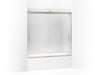 KOHLER K-706003-L Levity Sliding bath door, 62" H x 56-5/8 - 59-5/8" W, with 3/8" thick Crystal Clear glass