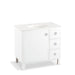 KOHLER K-99507-LGR-1WA Jacquard 36" bathroom vanity cabinet with furniture legs, 1 door and 3 drawers on right