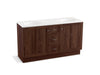 KOHLER K-99524-TKSD-1WE Damask 60" bathroom vanity cabinet with toe kick, 2 doors and 3 drawers, split top drawer