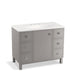 KOHLER K-99564-LG-1WT Jacquard 42" bathroom vanity cabinet with furniture legs, 1 door and 6 drawers