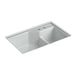 KOHLER K-6411-2 Indio 33" x 21-1/8" x 9-3/4" Smart Divide undermount large/small double-bowl workstation kitchen sink...