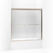KOHLER 702205-L-ABV Fluence Sliding Bath Door, 58-5/16" H X 56-5/8 - 59-5/8" W, With 3/8" Thick Crystal Clear Glass in Anodized Brushed Bronze