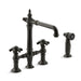 KOHLER K-76519-3M Artifacts deck-mount bridge kitchen sink faucet with prong handles and sidespray