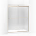 KOHLER 706018-L-ABV Levity Sliding Shower Door, 74" H X 56-5/8 - 59-5/8" W, With 3/8" Thick Crystal Clear Glass And Square Towel Bar in Anodized Brushed Bronze