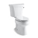 KOHLER 3998-RZ-0 Wellworth Two-Piece Elongated 1.28 Gpf Toilet With Right-Hand Trip Lever, Tank Cover Locks, And Insulated Tank in White