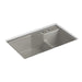 KOHLER K-6411-2 Indio 33" x 21-1/8" x 9-3/4" Smart Divide undermount large/small double-bowl workstation kitchen sink...
