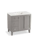 KOHLER K-99533-LGL-1WT Poplin 36" bathroom vanity cabinet with legs, 1 door and 3 drawers on left
