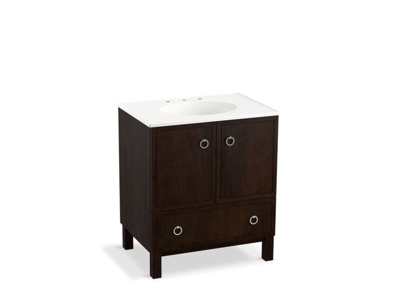 KOHLER K-99503-LG-1WB Jacquard 30" bathroom vanity cabinet with furniture legs, 2 doors and 1 drawer