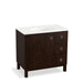 KOHLER K-99507-LGR-1WB Jacquard 36" bathroom vanity cabinet with furniture legs, 1 door and 3 drawers on right