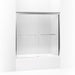 KOHLER 702205-L-SHP Fluence Sliding Bath Door, 58-5/16" H X 56-5/8 - 59-5/8" W, With 3/8" Thick Crystal Clear Glass in Bright Polished Silver