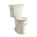 KOHLER 3997-T-47 Wellworth Two-Piece Round-Front 1.28 Gpf Toilet With Tank Cover Locks in Almond