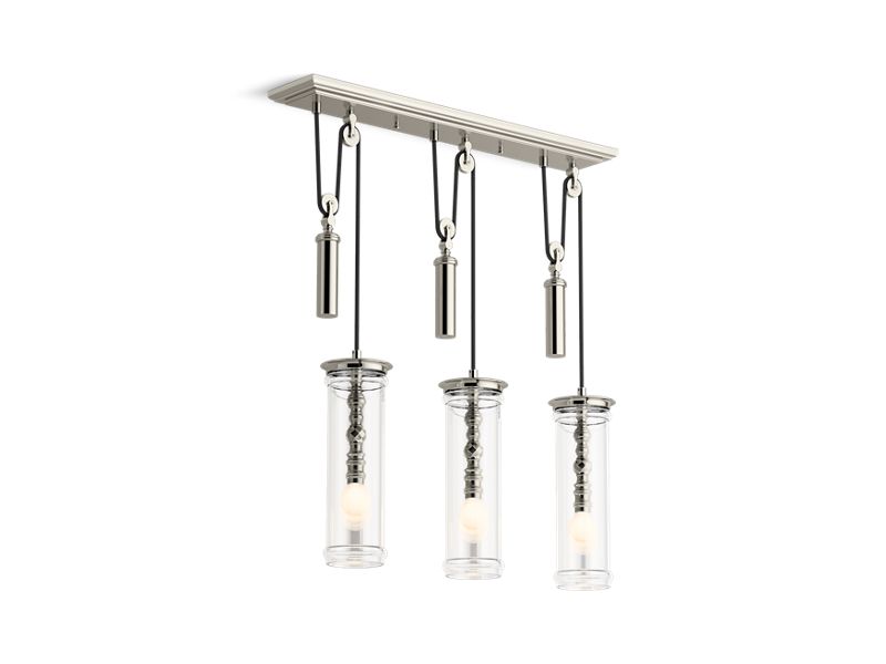 KOHLER 23345-CH03-SNL Damask Three-Light Adjustable Linear in Polished Nickel