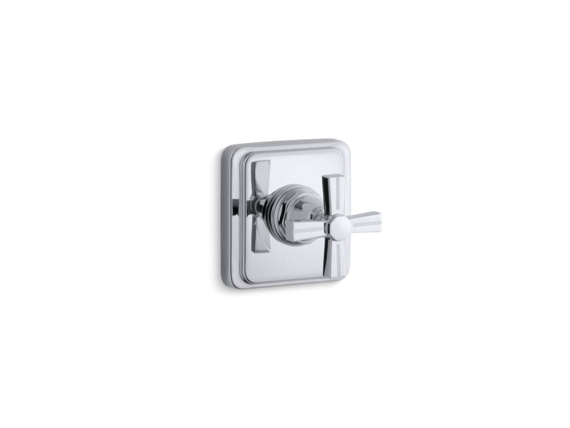 KOHLER T13174-3B-CP Pinstripe Valve Trim With Cross Handle For Volume Control Valve, Requires Valve in Polished Chrome