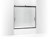 KOHLER K-706003-L Levity Sliding bath door, 62" H x 56-5/8 - 59-5/8" W, with 3/8" thick Crystal Clear glass