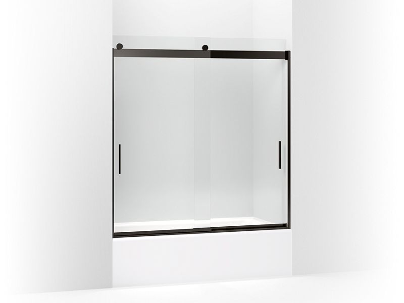 KOHLER K-706003-L Levity Sliding bath door, 62" H x 56-5/8 - 59-5/8" W, with 3/8" thick Crystal Clear glass