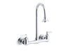 KOHLER 7319-4-CP Triton Double Lever Handle Utility Sink Faucet With Rosespray Gooseneck Spout in Polished Chrome