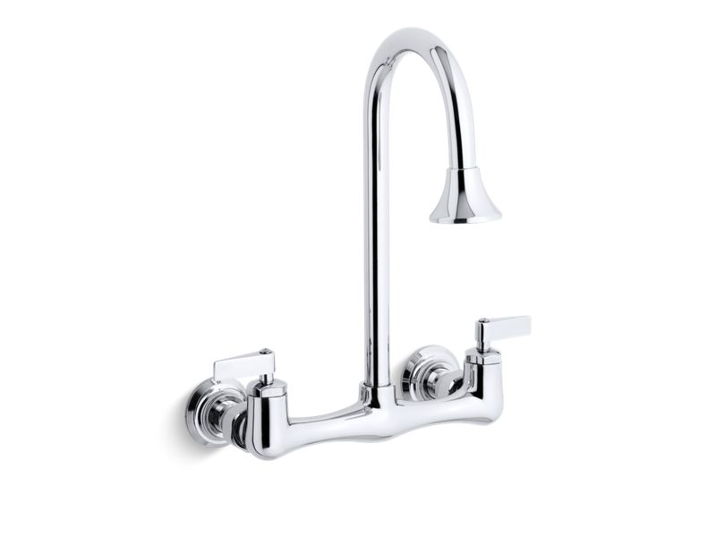 KOHLER 7319-4-CP Triton Double Lever Handle Utility Sink Faucet With Rosespray Gooseneck Spout in Polished Chrome