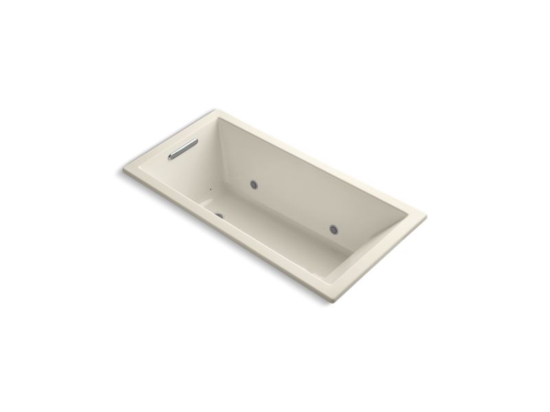 KOHLER K-1167-GVBCW-47 Underscore Rectangle 60" x 30" drop-in VibrAcoustic + BubbleMassage Air Bath with Bask(TM) heated surface and chromatherapy