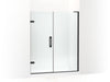 KOHLER 27617-10L-BL Components 57-1/4"–58" W X 71-1/2" H Frameless Pivot Shower Door With 3/8" Crystal Clear Glass And Back-To-Back Vertical Door Pulls in Matte Black