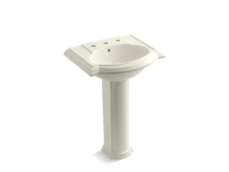 KOHLER 2286-8 Devonshire 24" pedestal bathroom sink with 8" widespread faucet holes