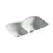 KOHLER K-6626-6U Langlade 33" x 22" x 9-5/8" Smart Divide undermount double-equal kitchen sink with 6 oversize faucet holes