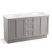 KOHLER K-99524-TK-1WT Damask 60" bathroom vanity cabinet with toe kick, 2 doors and 3 drawers