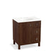 KOHLER K-99504-LGR-1WE Jacquard 30" bathroom vanity cabinet with furniture legs, 1 door and 3 drawers on right