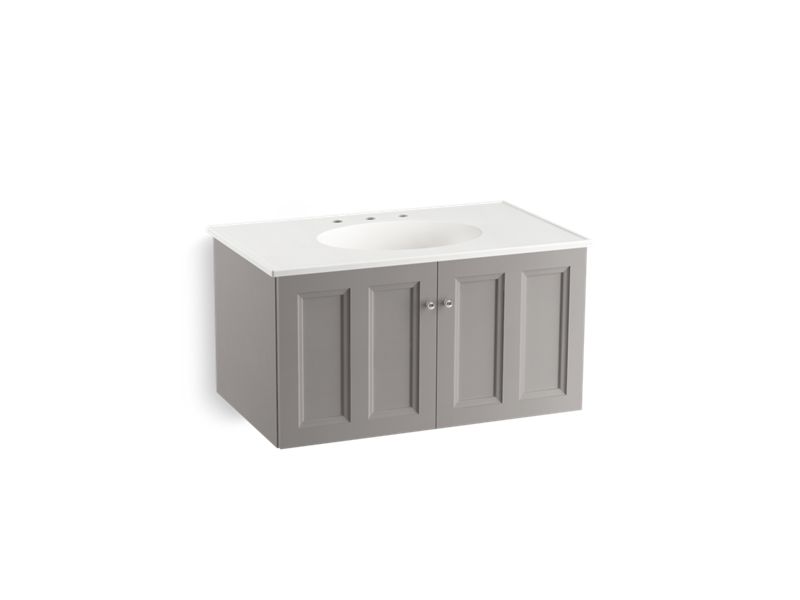 KOHLER K-99518-1WT Damask 36" wall-hung bathroom vanity cabinet with 2 doors