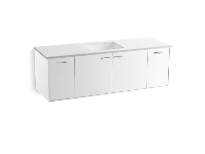 KOHLER K-99546-SD-1WA Jute 60" wall-hung bathroom vanity cabinet with 2 doors and 2 drawers, split top drawer