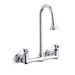 KOHLER 7319-3-CP Triton Double Cross Handle Utility Sink Faucet With Rosespray Gooseneck Spout in Polished Chrome
