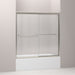 KOHLER 702200-G54-MX Fluence Sliding Bath Door, 58-5/16" H X 56-5/8 - 59-5/8" W, With 1/4" Thick Falling Lines Glass in Matte Nickel
