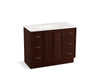 KOHLER K-99563-TK-1WG Damask 42" bathroom vanity cabinet with toe kick, 1 door and 6 drawers