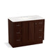 KOHLER K-99563-TK-1WG Damask 42" bathroom vanity cabinet with toe kick, 1 door and 6 drawers