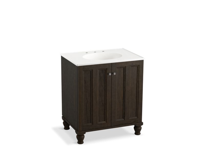KOHLER K-99515-LG-1WC Damask 30" bathroom vanity cabinet with furniture legs and 2 doors
