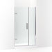 KOHLER 27600-10L-SHP Composed 39-5/8"–40-3/8"W X 71-1/2"H Frameless Pivot Shower Door With 3/8" Crystal Clear Glass And Back-To-Back Vertical Door Pulls in Bright Polished Silver