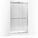 KOHLER 706017-L-SHP Levity Sliding Shower Door, 82" H X 44-5/8 - 47-5/8" W, With 3/8" Thick Crystal Clear Glass And Square Towel Bar in Bright Polished Silver