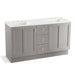 KOHLER K-99537-TKSD-1WT Poplin 60" bathroom vanity cabinet with toe kick, 2 doors and 3 drawers, split top drawer