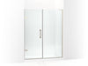 KOHLER 27617-10L-BNK Components 57-1/4"–58" W X 71-1/2" H Frameless Pivot Shower Door With 3/8" Crystal Clear Glass And Back-To-Back Vertical Door Pulls in Anodized Brushed Nickel