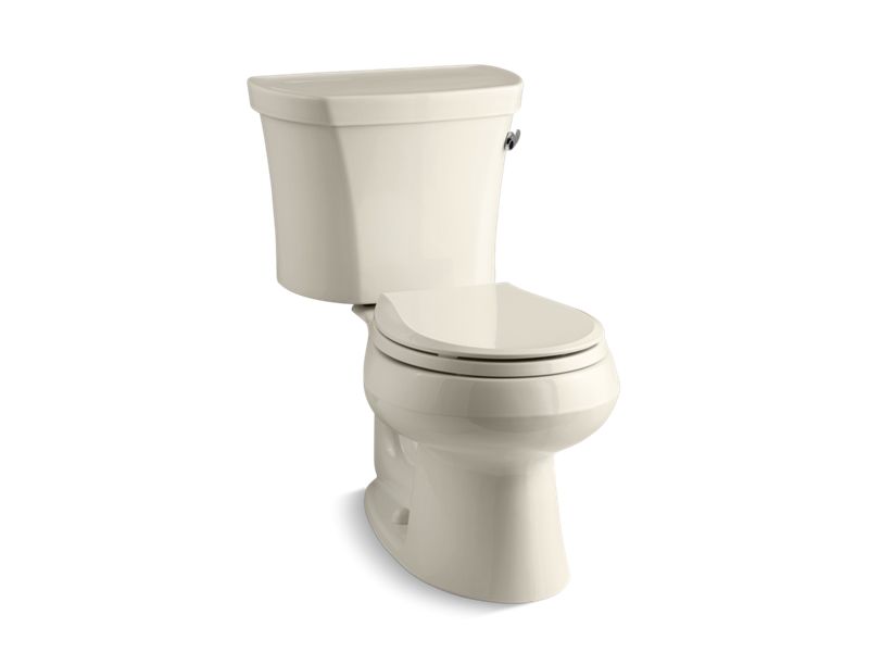 KOHLER 3947-RA-47 Wellworth Two-Piece Round-Front 1.28 Gpf Toilet With Right-Hand Trip Lever And 14" Rough-In in Almond