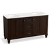 KOHLER K-99524-LGSD-1WB Damask 60" bathroom vanity cabinet with furniture legs, 2 doors and 3 drawers, split top drawer