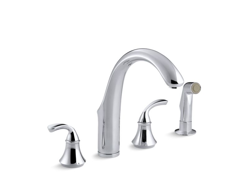 KOHLER K-10445 Fort?? 4-hole kitchen sink faucet with 7-3/4" spout, matching finish sidespray