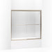 KOHLER 702204-L-ABV Fluence Sliding Bath Door, 55-3/4" H X 56-5/8 - 59-5/8" W, With 1/4" Thick Crystal Clear Glass in Anodized Brushed Bronze