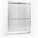 KOHLER 706019-L-SHP Levity Sliding Shower Door, 82" H X 56-5/8 - 59-5/8" W, With 3/8" Thick Crystal Clear Glass And Square Towel Bar in Bright Polished Silver