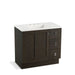 KOHLER K-99533-TKR-1WC Poplin 36" bathroom vanity cabinet with toe kick, 1 door and 3 drawers on right