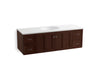 KOHLER K-99523-SD-1WG Damask 60" wall-hung bathroom vanity cabinet with 2 doors and 4 drawers, split top drawer