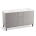 KOHLER K-99511-LGSD-1WT Jacquard 60" bathroom vanity cabinet with furniture legs, 2 doors and 3 drawers, split top drawer